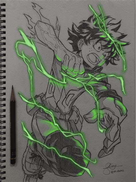 I drew Deku and created a glowing cowl effect! Rate my drawing! Please spare time to follow my ...