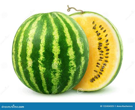 Yellow Watermelon Cut in Half Stock Image - Image of juicy, flesh ...