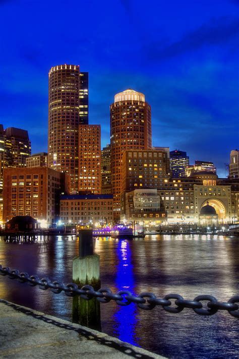 Boston Harbor Night Skyline Photograph by Joann Vitali