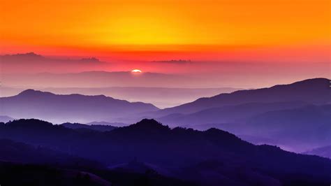 Sunset, Landscape, Mountain, Scenery, 4K, #6.962 Wallpaper