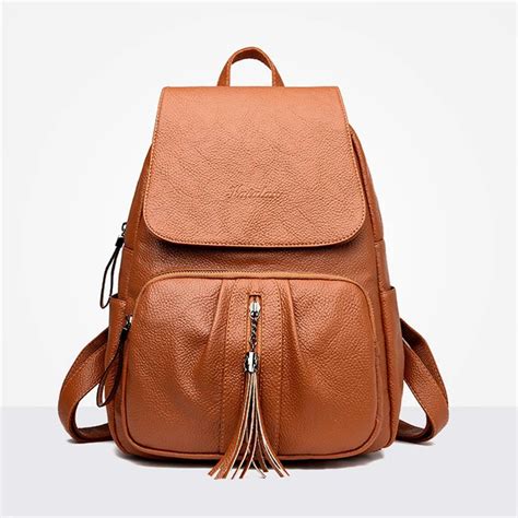 Women's PU Leather Backpack Brown