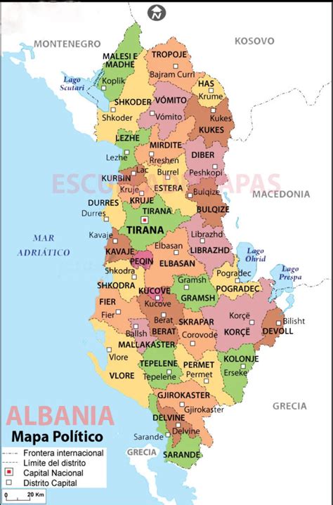 Mapa de Albania: Descripción - escuela de mapas