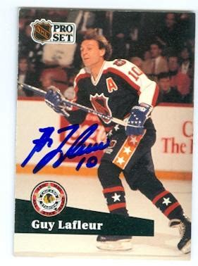 Guy Lafleur autographed hockey card (Quebec Nordiques NHL All Star ...