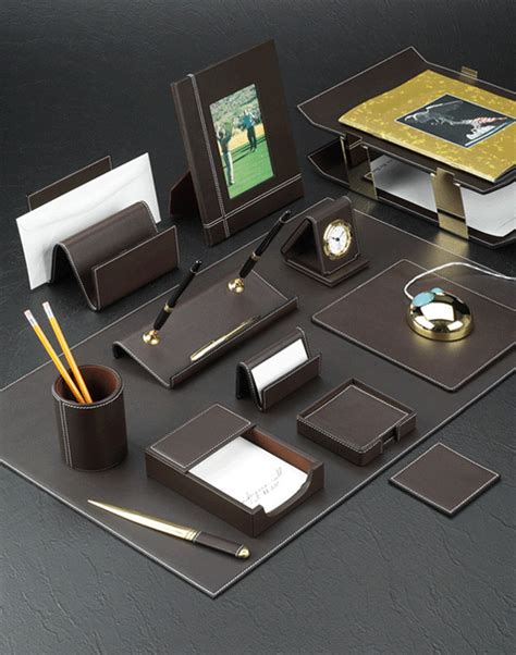 Brown Executive Desk Blotter Set