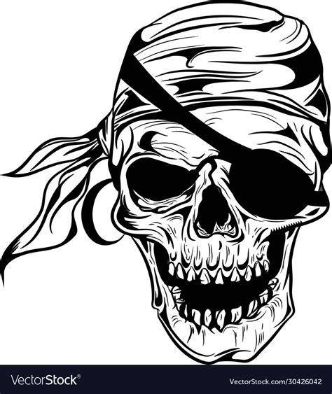 Skull pirates black and white Royalty Free Vector Image