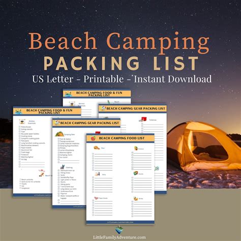 Beach Camping Packing List Bundle Instant Download Digital - Etsy