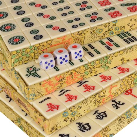 Chinese Mahjong Game Set w/ Ivory Colored Tile Set and Embroidered Silk Case | eBay