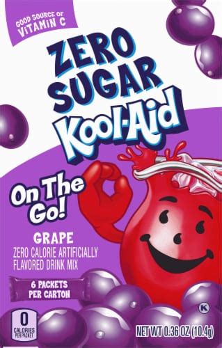 Kool Aid Zero Sugar Grape Purple Powdered Soft Drink Mix On the Go Packets, 6 ct - Fry’s Food Stores