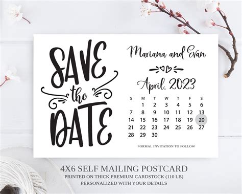 Calendar Save the Date Postcards - LemonWedding