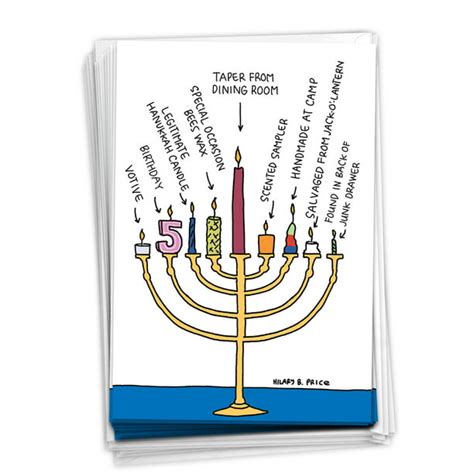 12 Funny Hanukkah Cards Bulk (1 Design, 12 Cards) - Menorah Candles ...