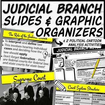 Judicial Branch Google Slides, Notes, Political Cartoon Analysis