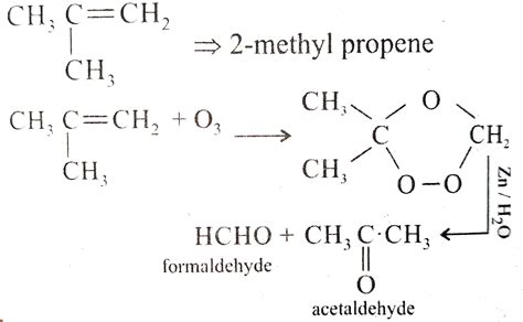 How ozone reacts with 2-methyl propene