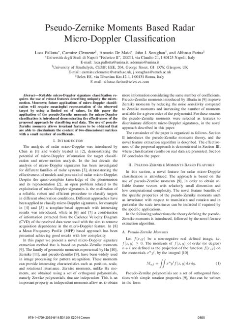 (PDF) Pseudo-Zernike moments based radar micro-Doppler classification | john soraghan - Academia.edu