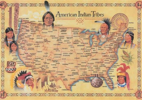 Native American Tribes Map poster canvas printing decor home | Etsy