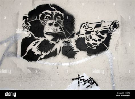 Atmosphere A wall in East London, dubbed with stencil graffiti art ...