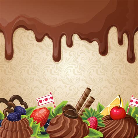 Sweet With Drop Chocolate Background Set Vector-vector Background-free ...