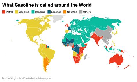 Gasoline vs Petrol: Map Showing The Name Around the World - Fleet Logging