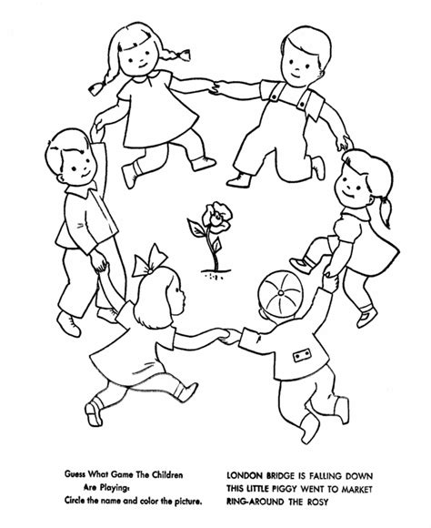 Ring Around The Rosie Nursery Rhyme Coloring Page Sketch Coloring Page | The Best Porn Website