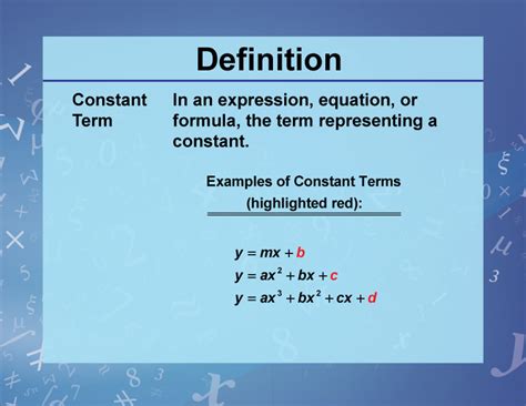 Definition--Variables, Unknowns, and Constants--Constant Term | Media4Math