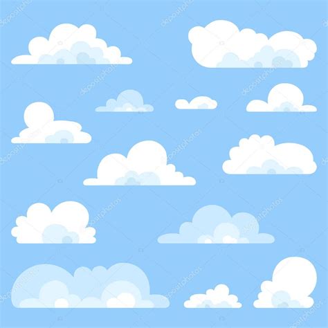 Cartoon clouds. Illustration on blue background for design — Stock ...