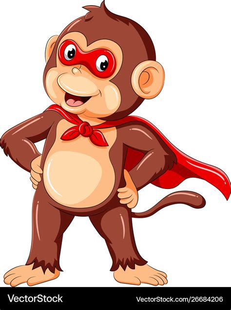 Cute monkey cartoon wearing superhero costume Vector Image