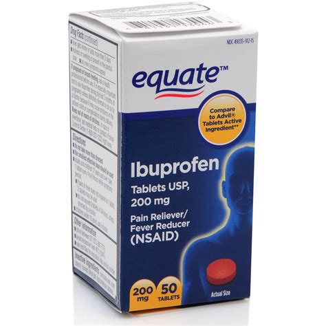 Equate Ibuprofen Tablets, USP, 200 mg, 50 count - Walmart.com