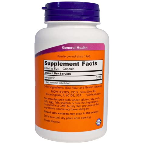 Melatonin Now Foods 3 mg, 180 Capsules Australia | Melatonin 3 mg ...