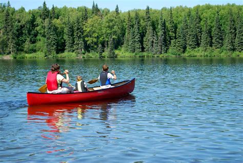 Free picture: adult, two, children, canoe, lake