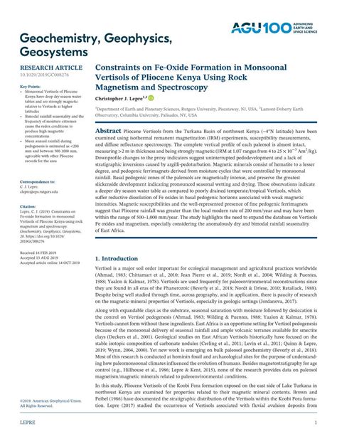 Constraints on Fe‐Oxide Formation in Monsoonal Vertisols of Pliocene ...