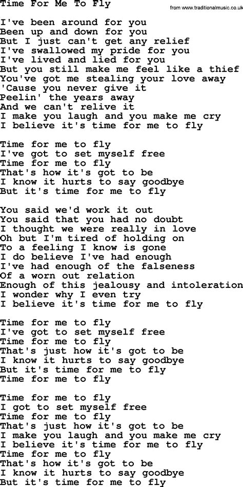 Dolly Parton song: Time For Me To Fly, lyrics