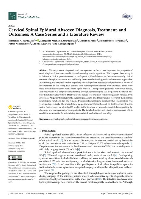 (PDF) Cervical Spinal Epidural Abscess: Diagnosis, Treatment, and Outcomes: A Case Series and a ...