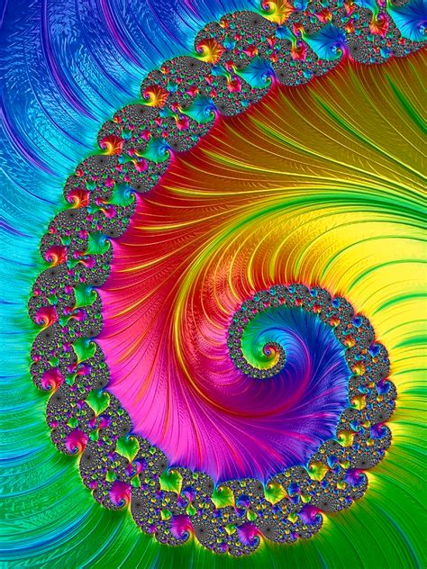 "Bright Rainbow Spiral Fractal" by Mo Barton | Fractal art, Spiral art, Colorful art