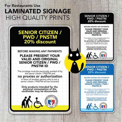 Senior Citizen / PWD / PNSTM Discount Requirements Sign / Signage ...