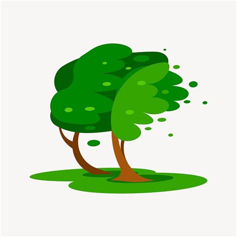 Windy tree clipart, nature illustration | Free PSD - rawpixel