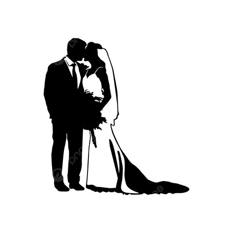 Wedding Couple Silhouette Illustration Vector, Wedding Silhouette ...