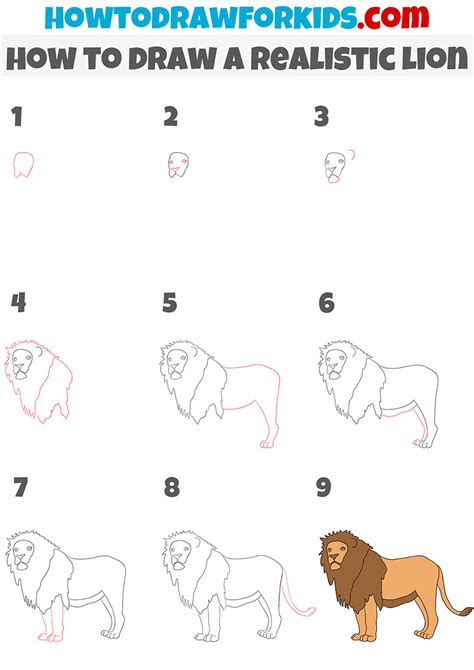 How to Draw a Realistic Lion - Easy Drawing Tutorial For Kids