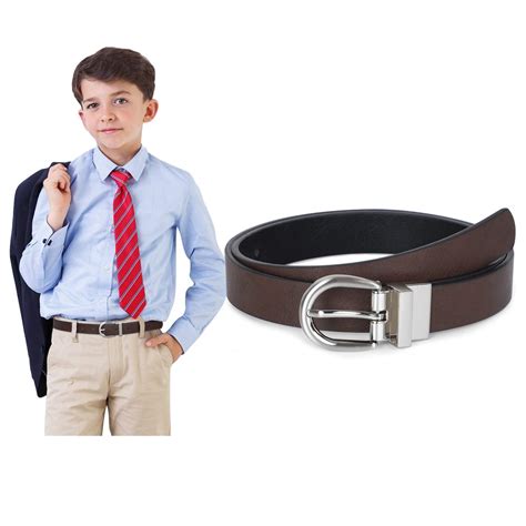 Buy Boys Reversible Black Belt Big Kids Leather Belt for School Uniform Casual Jeans, black ...