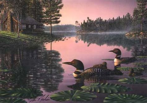 Water Fowl Duck Pond Northern Tranquility Country Scene Painting