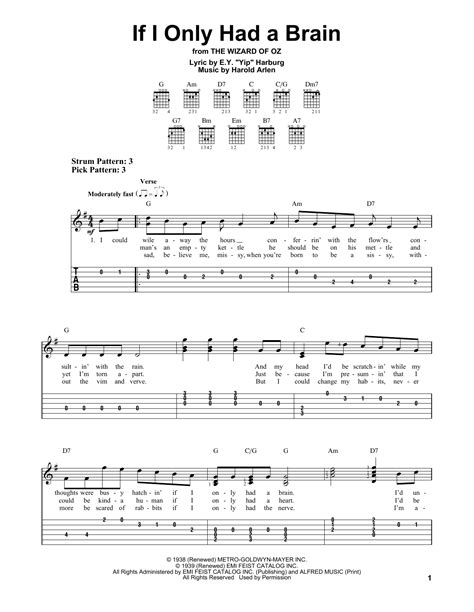 If I Only Had A Brain by E.Y. "Yip" Harburg - Easy Guitar Tab - Guitar Instructor