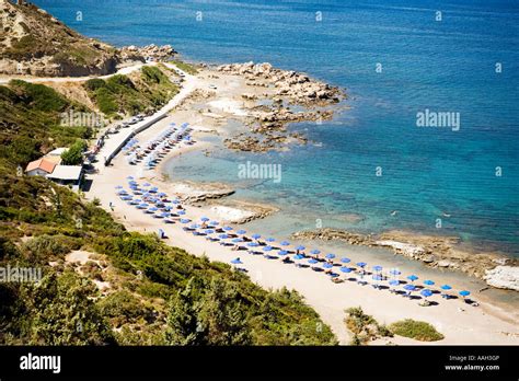 Aerial shot of Faliraki Beach Faliraki Rhodes Greece Stock Photo ...