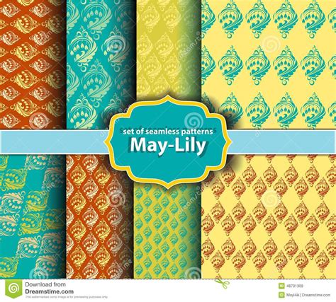 Set of Floral Seamless Patterns - May-lily Stock Vector - Illustration ...