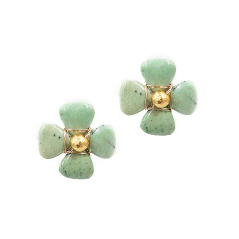 Hazen & Co. | Earrings | Flora Earring, Green in 2021 | Earrings, Stud earrings, Statement studs