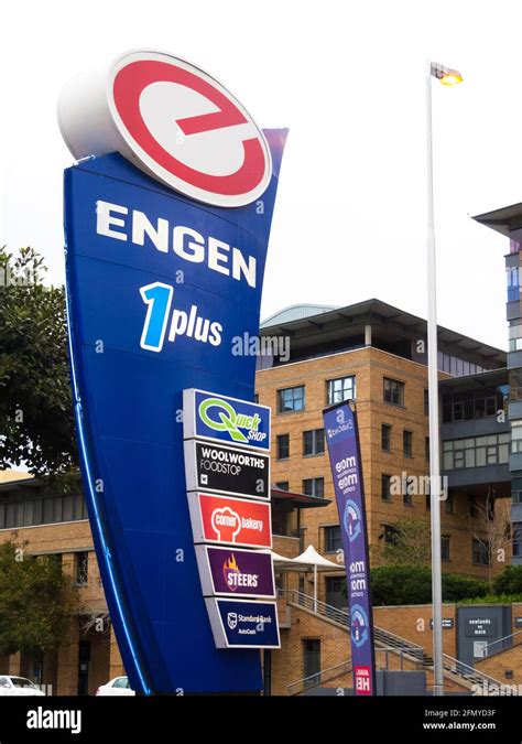 Engen wing sign or signage at a petrol station in South Africa concept petroleum industry Stock ...