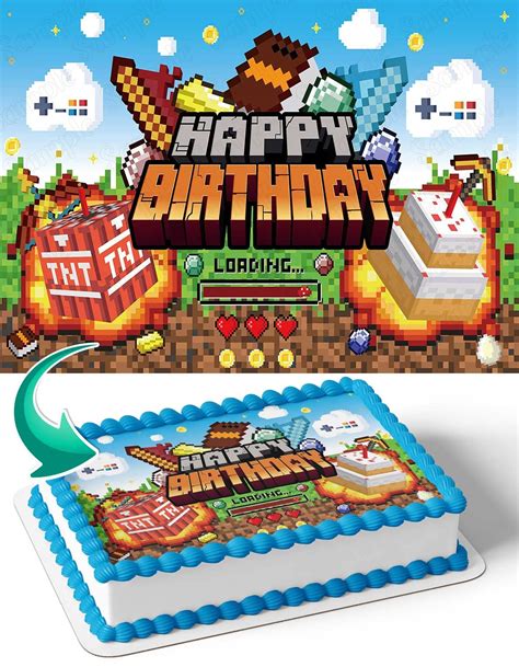 Buy CAKECERY Pixel Creeper Steve TNT Edible Cake Image Topper Birthday ...