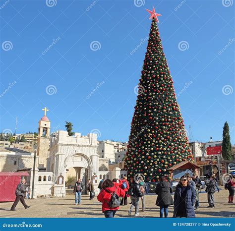 Christmas Tree in Front of the Greek Orthodox Church in Nazareth Editorial Photography - Image ...