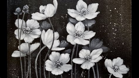 Easy Black and White Floral Acrylic Painting Tutorial for Beginners LIVE - YouTube