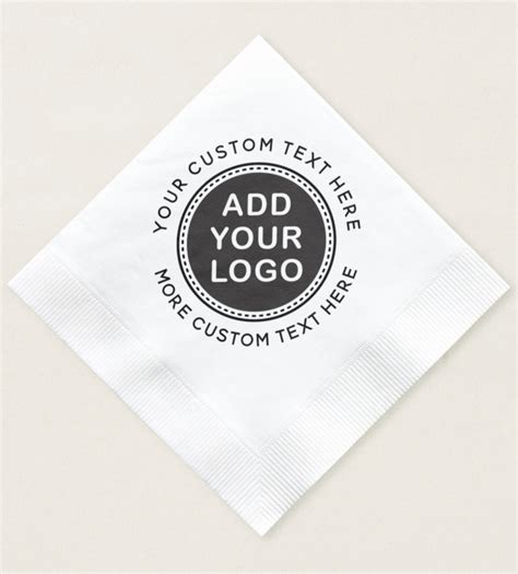 Add your own custom logo and text napkins | Zazzle