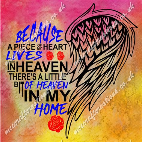 Because A Piece of My Heart Lives in Heaven With Angel Wing - Etsy