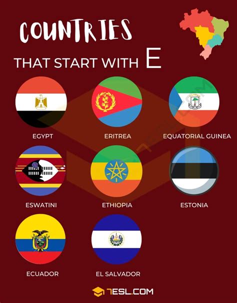 Countries that Start with E: Cool Names of 8 Countries Beginning with E • 7ESL