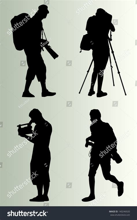 Cameraman Silhouette Vector Background Set Stock Vector (Royalty Free) 140246920 | Shutterstock